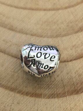 Pandora Language Love Bead Charm Pendant, S925 Silver Jewelry